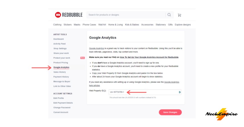 Google analytics Redbubble