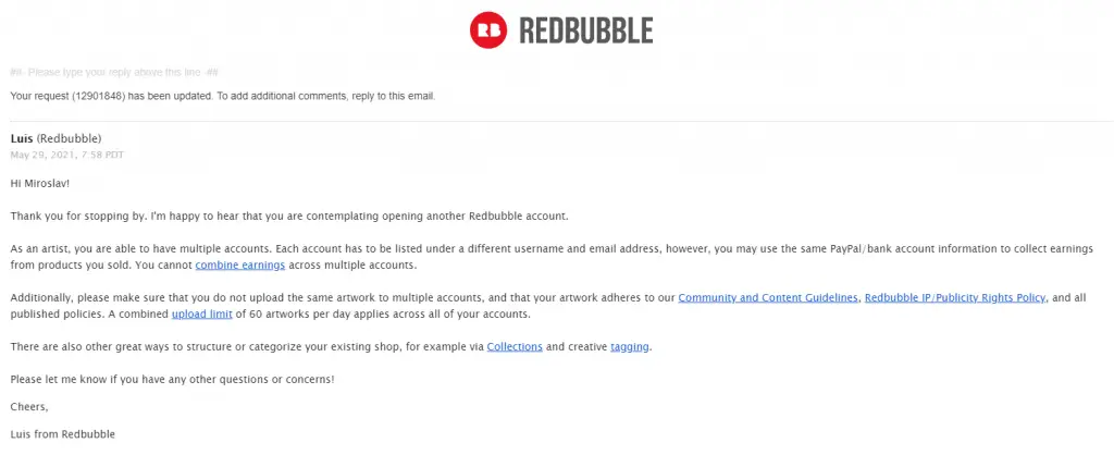 can you have multiple redbubble accounts