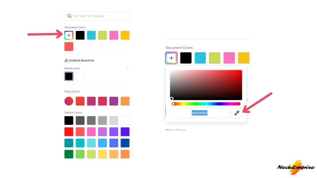how to use color picker on Canva