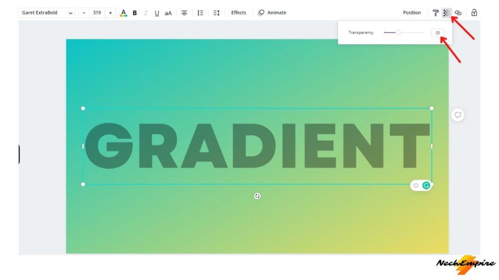 make gradient text effect in canva