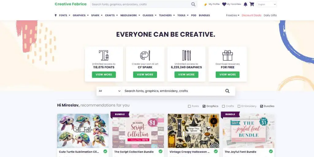 Creative Fabrica Homepage