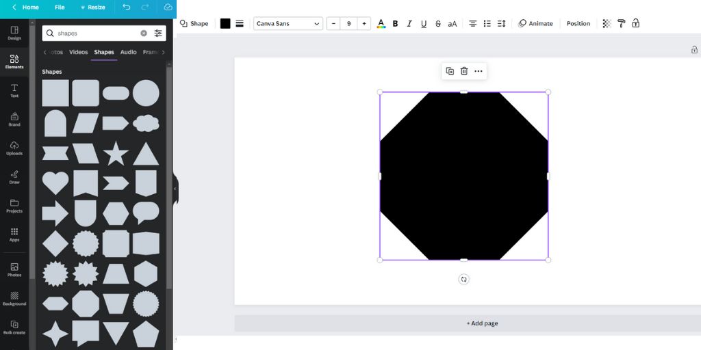 create transparent shapes in Canva