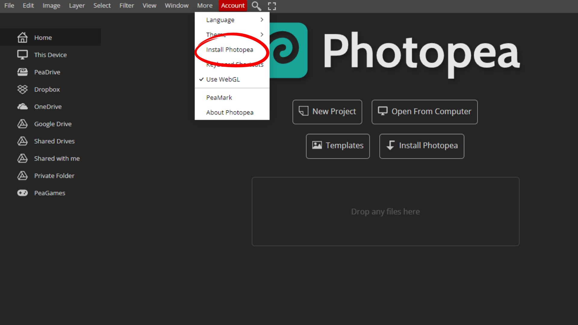 how to install Photopea